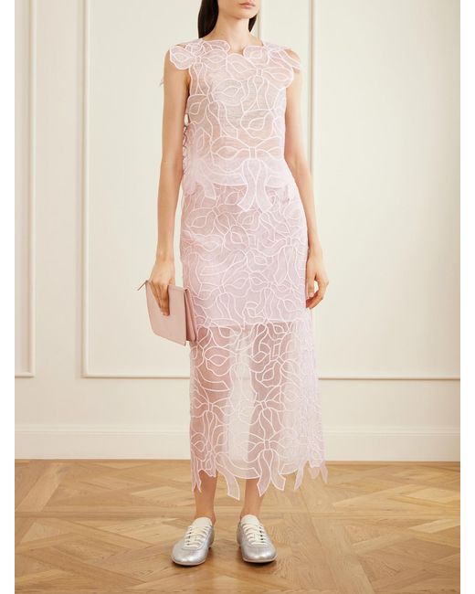 CECILIE BAHNSEN Pink Cbgus Embroidered Organza Maxi Skirt