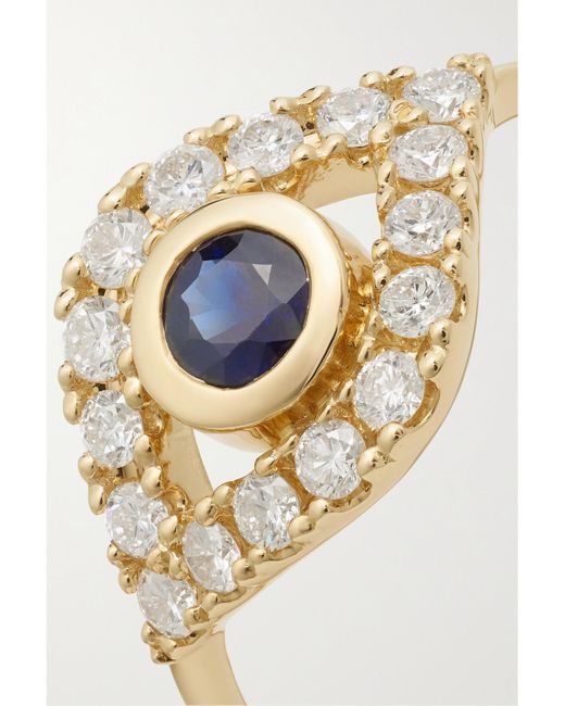 Sydney Evan Metallic Large Evil Eye 14-Karat, Sapphire And Diamond Ring