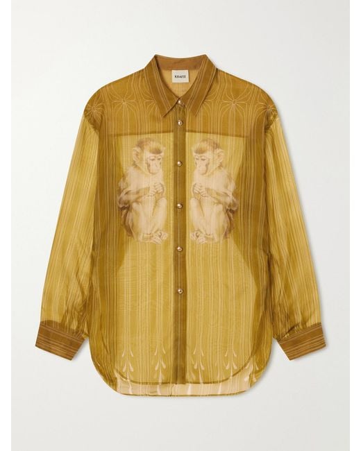 Khaite Yellow Goya Embroidered Silk-Organza Shirt