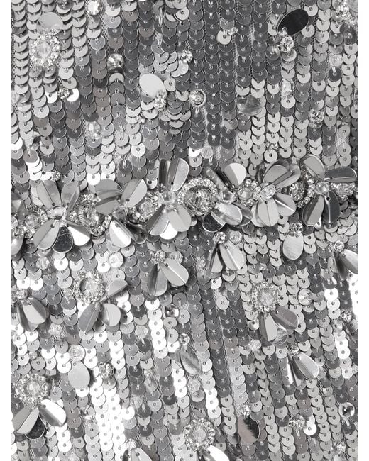 Jenny Packham Gray Kestra Embellished Sequined Tulle Gown