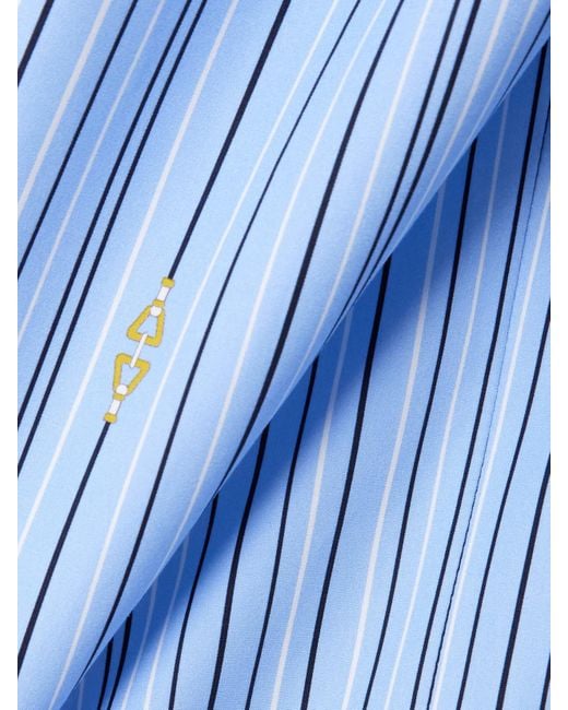Gucci Blue Hose Mit Weitem Bein Aus Gestreifter Baumwollpopeline