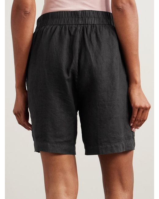 James Perse Black Linen-Canvas Shorts