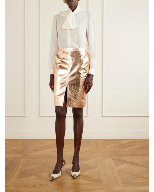 Saint Laurent White Jeanne Cassandre-Embossed Leather Slingback Pumps