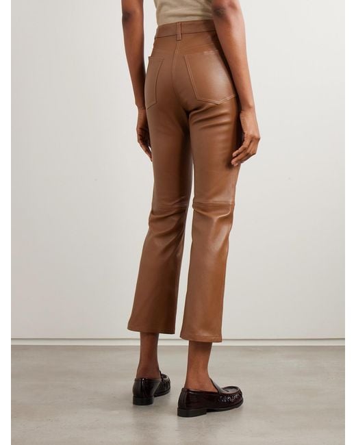Joseph Brown Duke Cropped Leather Flared Pants