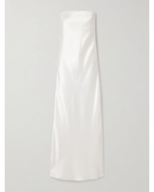 Salon 1884 White Net Sustain Linea Strapless Silk Gown