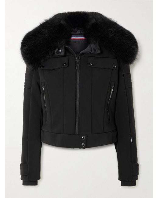 Fusalp Black Maeli Skijacke Mit Kapuze Und Faux-Fur-Besatz