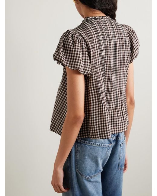 Doen Multicolor Millie Bluse Aus Kariertem Biobaumwoll-Voile Mit Rüschen