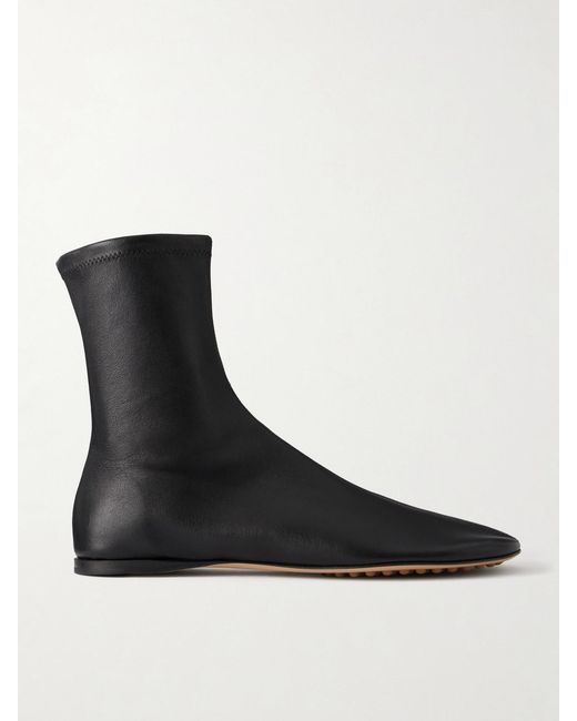 Bottega Veneta Black Cherry Leather Ankle Boots