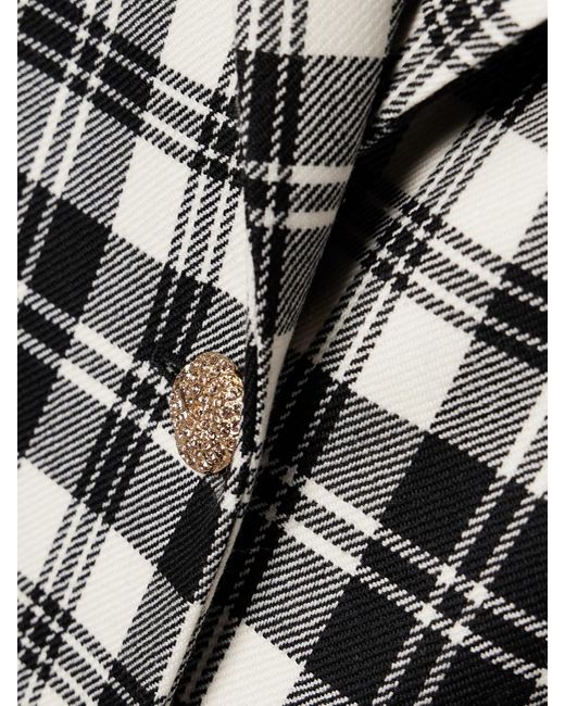 Alessandra Rich Black Checked Wool-Twill Blazer