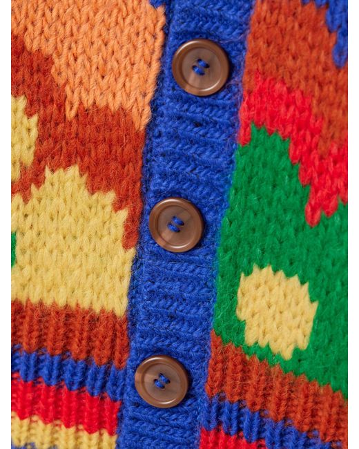 Mother Blue The Button Intarsia Alpaca-Blend Cardigan