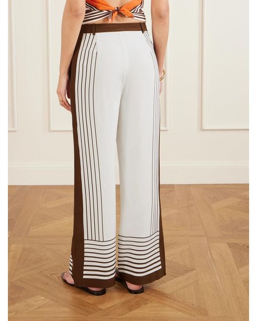 Sir White Destino Hose Mit Weitem Bein Aus Crêpe De Chine Aus Seide Mit Streifen