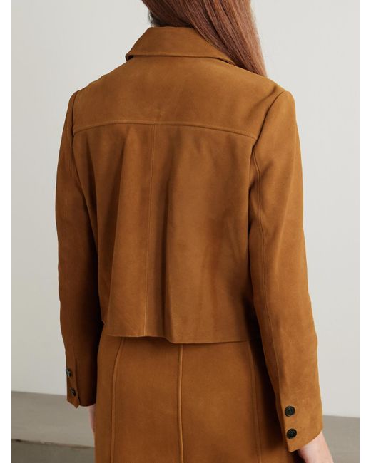 Self-Portrait Brown Cropped Suede Jacket