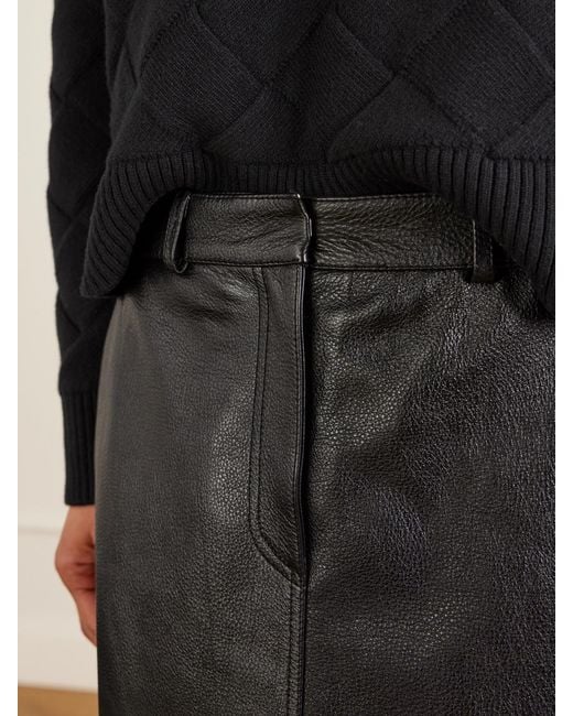 Totême Black Textured-Leather Maxi Skirt