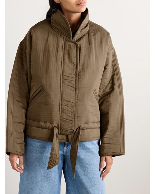 Isabel Marant Brown Selane Jacke Aus Wattiertem Webstoff