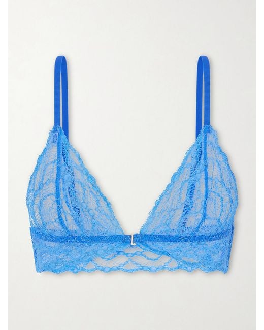 Kiki de Montparnasse Blue Mon Cheri Lace Soft-Cup Triangle Bra