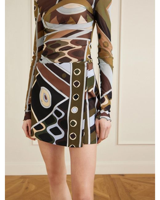Emilio Pucci Blue Printed Wool Mini Skirt