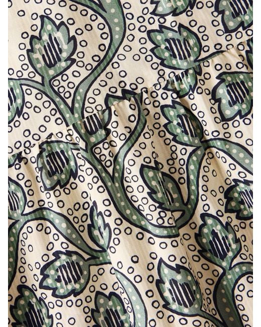 Matteau White Printed Organic Cotton-Poplin Midi Dress
