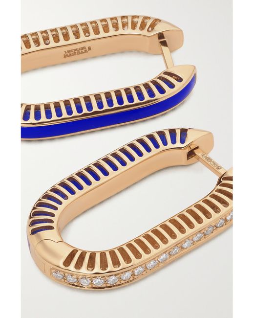 L'Atelier Nawbar Metallic Lock Ray Large 18-Karat, Lapis Lazuli And Diamond Earrings