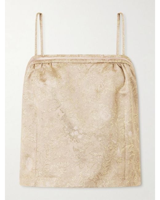 Saint Laurent Natural Metallic Floral-Jacquard Tank