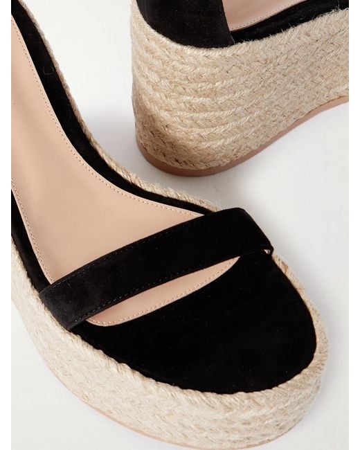 Gianvito Rossi Natural 45 Suede Espadrille Wedge Sandals