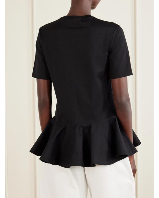 Alaïa Black Peplum Cotton-Jersey T-Shirt