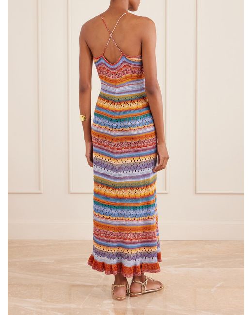 Etro White Crocheted Striped Cotton Midi Dress