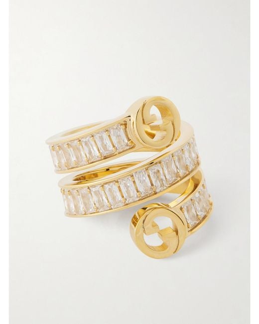 Gucci Metallic Blondie-Tone And Cubic Zirconia Ring