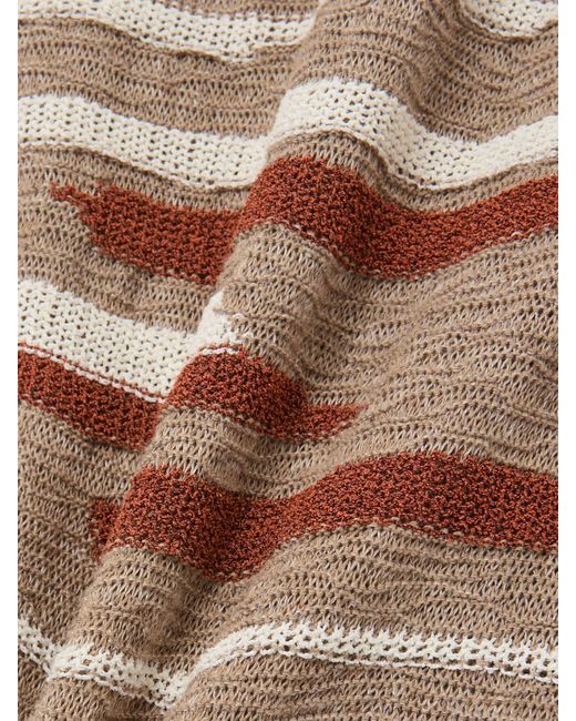 Bottega Veneta Natural Striped Jacquard-Knit Linen And Cotton-Blend Sweater