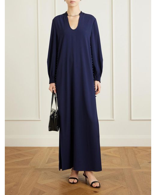 La Ligne Blue Francine Button-Detailed Crepe Maxi Dress
