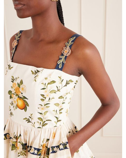Agua Bendita Metallic Lima Floral-Printed Cotton Mini Dress