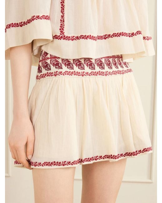 Isabel Marant Pink Picadilia Embroidered Organic Cotton Mini Skirt