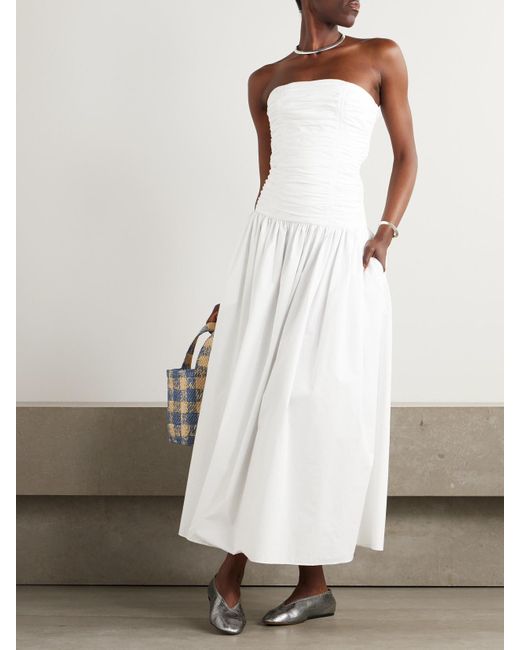 Matteau White Trägerloses Maxikleid Aus Biobaumwollpopeline