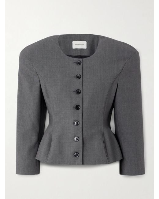 Magda Butrym Gray Wool And Silk-Blend Peplum Blazer