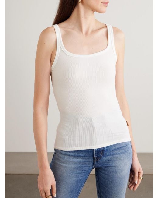 Jamie Haller White The Undershirt Ribbed Stretch-Modal Tank