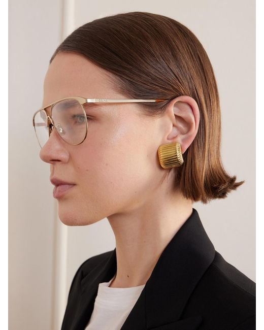 Céline Natural Aviator-Style Metal Glasses