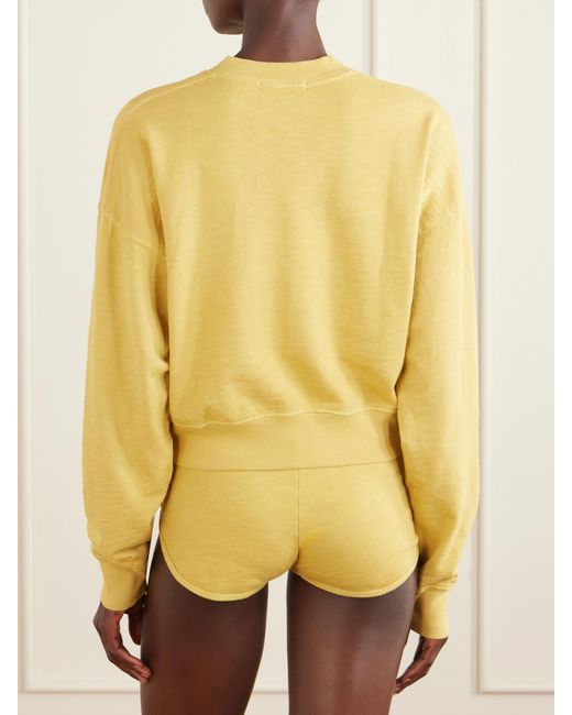 ÉTERNE Yellow Cropped Cotton-Jersey Sweater