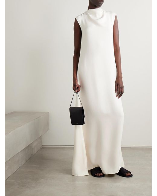 The Row White Loic Silk-Crepe Maxi Dress