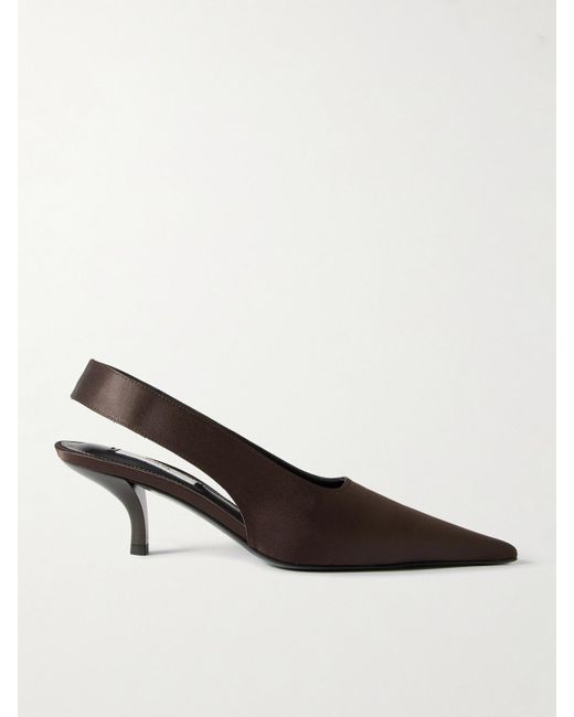 Totême  Brown Satin Slingback Pumps
