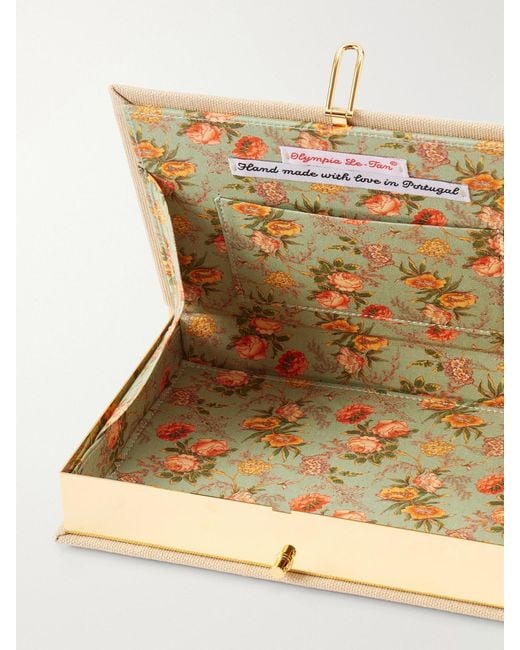 Olympia Le-Tan White Tulip Embroidered Canvas Clutch