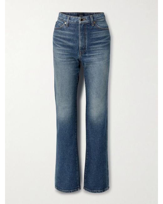 Khaite Blue Danielle High-Rise Slim-Leg Jeans
