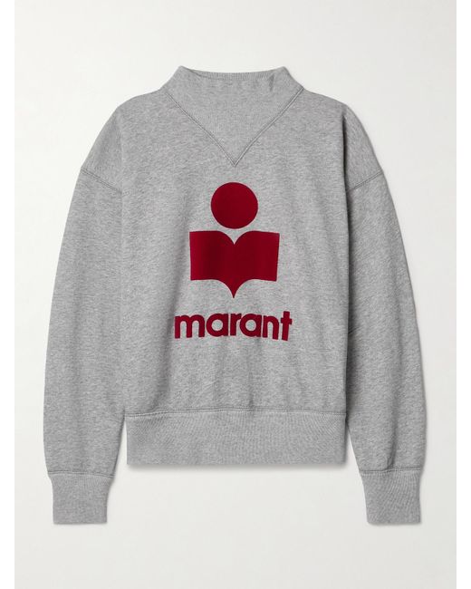 Isabel Marant Gray Moby Flocked Cotton-Blend Jersey Sweatshirt