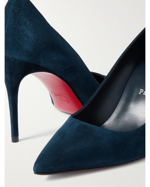 Christian Louboutin Blue Kate 85 Suede Point-Toe Pumps