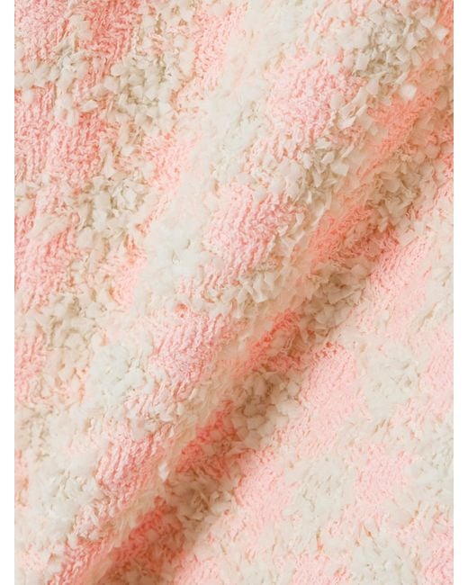 Balmain Pink Frayed Checked Tweed Mini Dress