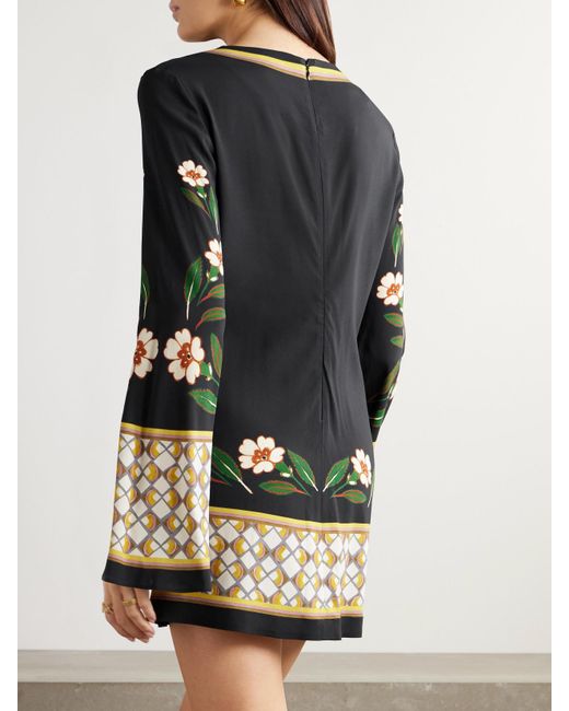 LaDoubleJ Black Icon Supremes Printed Crepe Mini Dress