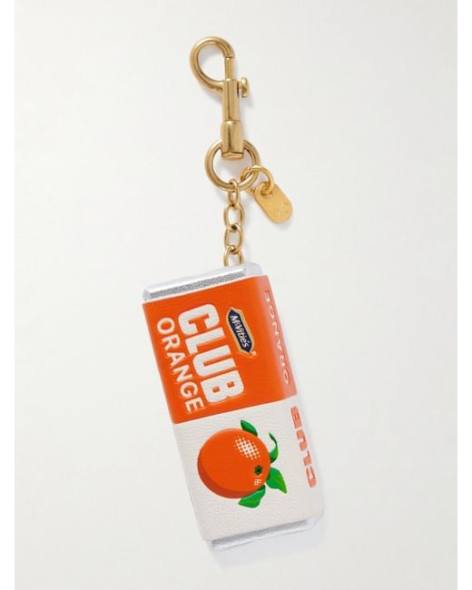 Anya Hindmarch White Club Metallic Printed Leather Bag Charm