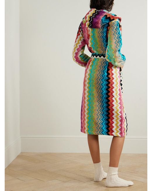 Missoni Blue Giacomo Hooded Striped Cotton-Terry Robe