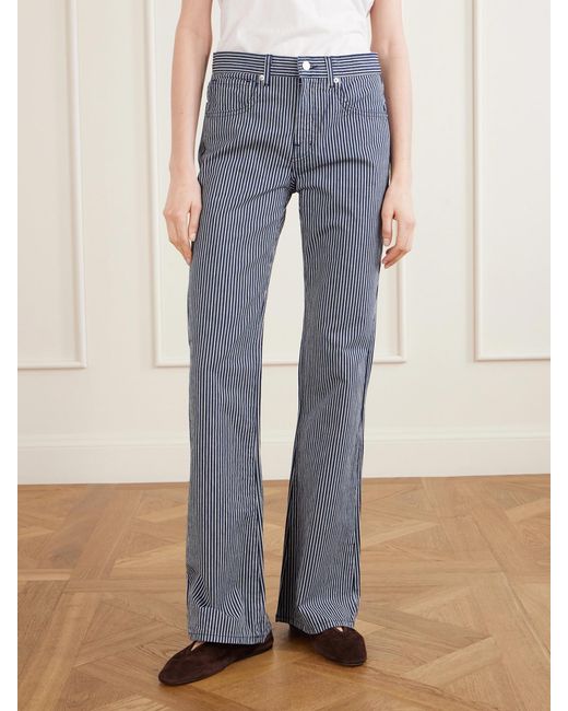 Nili Lotan Blue Celia Striped Straight-Leg Jeans