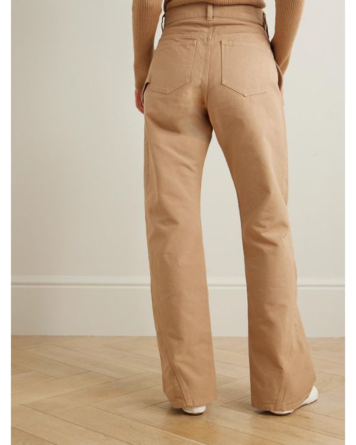J.W. Anderson Natural Twisted Asymmetric Embroidered Cotton-Canvas Pants