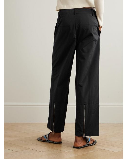 Tibi Black Zip-Detailed Shell Straight-Leg Pants