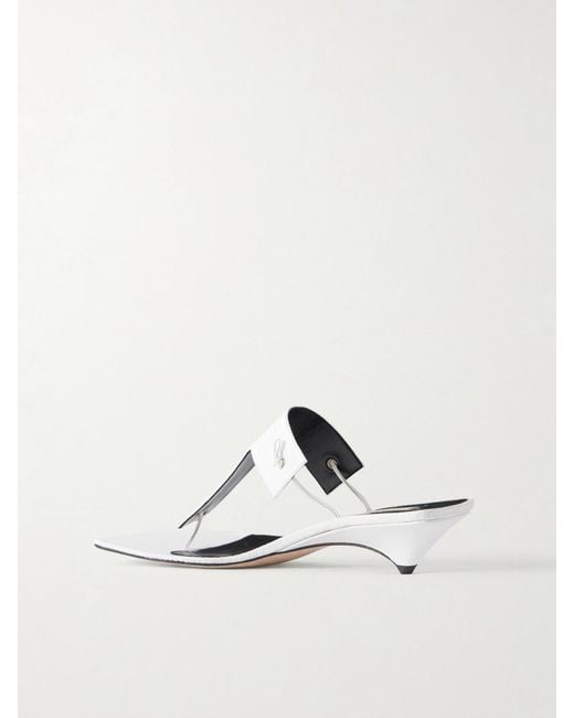 Christen White Edge T-Strap 35 Lizard-Effect Thongs